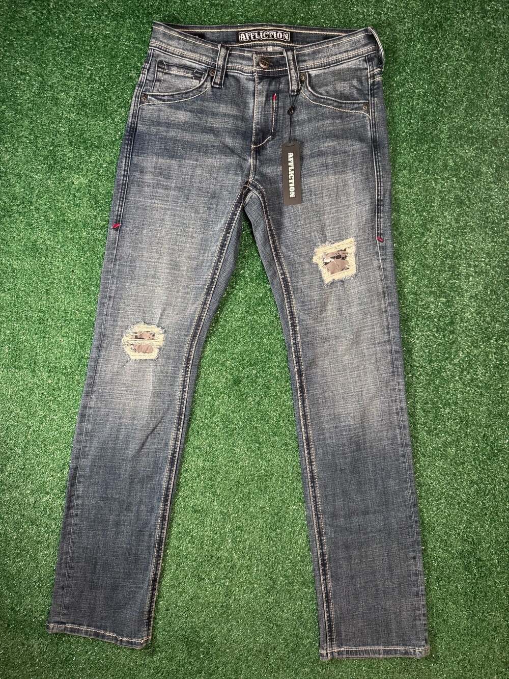 Affliction Cooper Devin Distressed Straight Leg Jeans Size 29